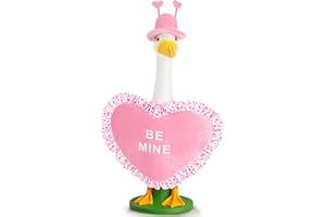 JcHrmers Valentine Goose Outfits Pink Heart Porch Goose Outfit Lawn Porch Goose Clothes Fits 23" Cement Plastic Goose Statue for Valentine's Day Outdoor Garden Yard Patio Art Decor (Pink)