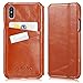 KAVAJ iPhone X/XS Case Leather Dallas Cognac-Brown, Supports Wireless Charging (Qi), Slim-Fit Genuine Leather iPhone X Wallet Case Leather Flip Case Folio with Business Card Holder Cover Book
