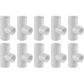 Lesso America 402 Series PVC Pipe Fitting - Reducing Tee - Schedule 40 (White) - 3/4&times;3/4&times;1/2" (SOC x SOC x FIPT) / High-Flow Capacity/Plumbing (402-101) (10 Pack)