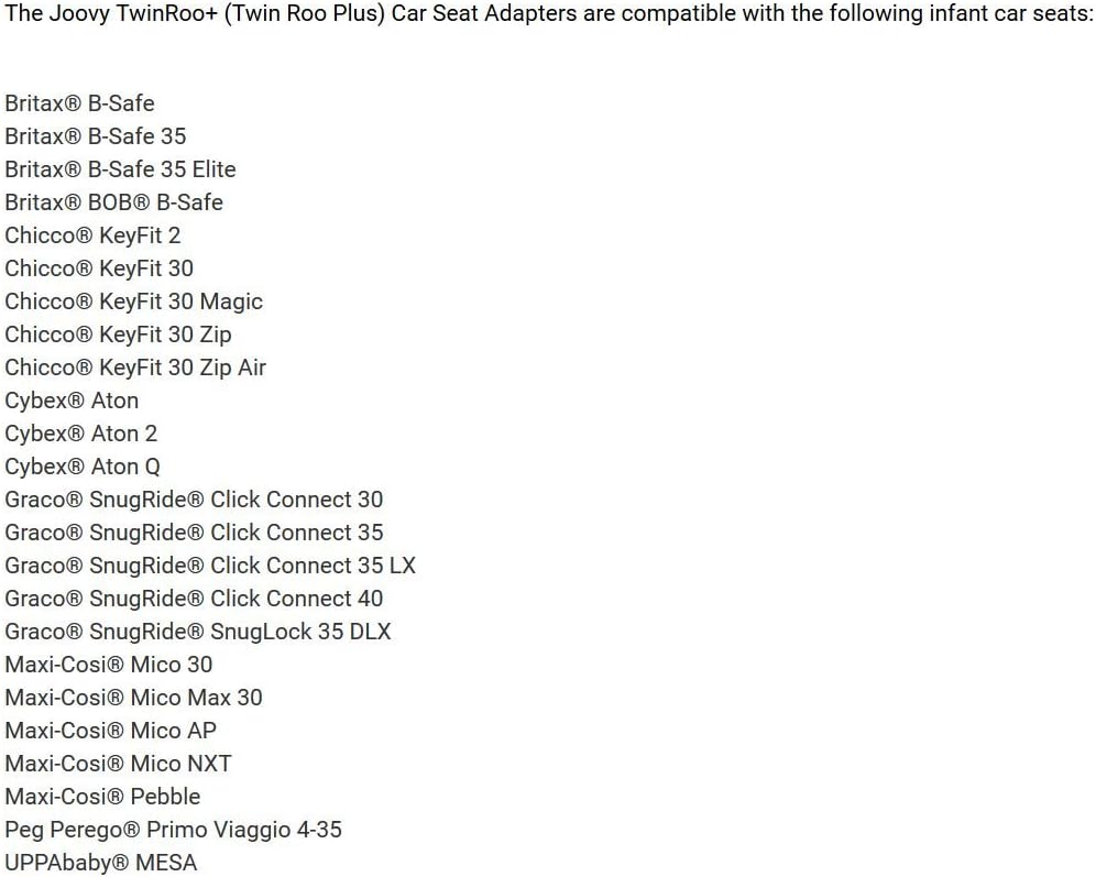 joovy twin roo compatible car seats