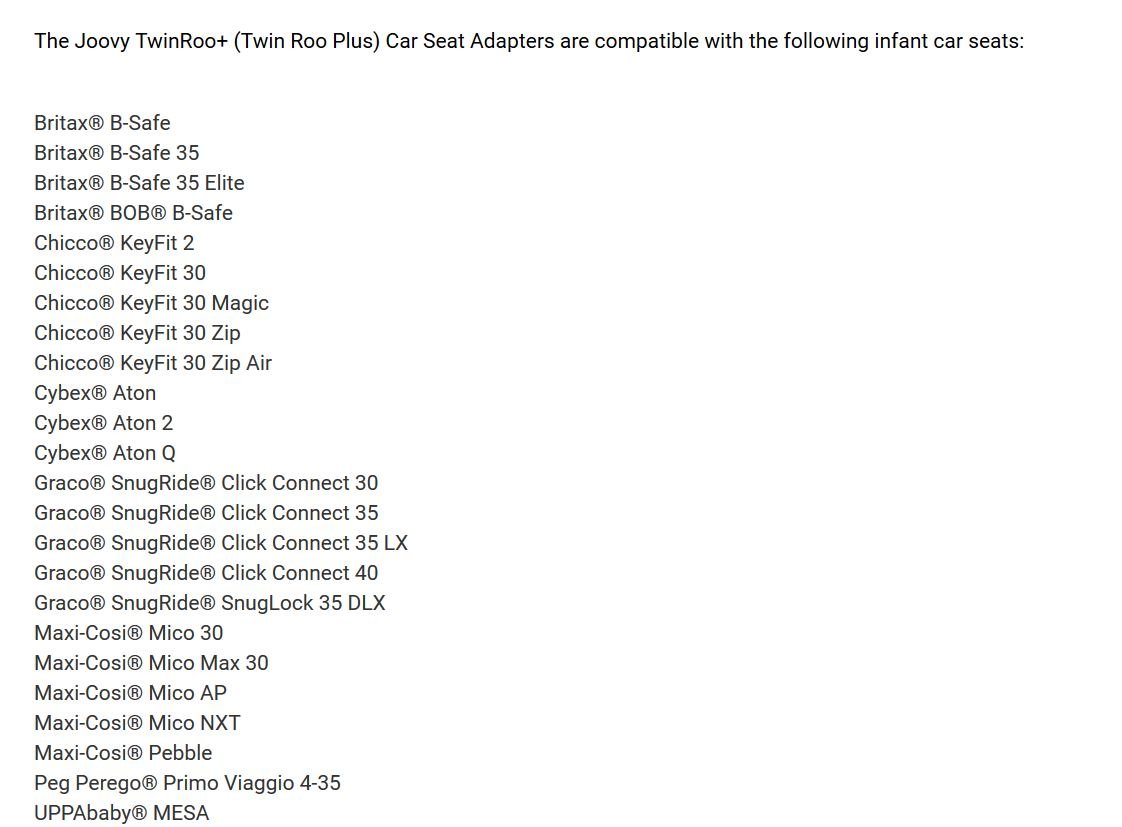 joovy twin roo plus compatible car seats