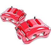 PowerStop Front Red Powder Coated Brake Caliper Pair for Honda Civic 1990-00 |Civic del Sol 1993-97 |CRX 1990-91 - High-Temp Brake Caliper Upgrade, S1379