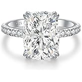 LANKRALOVNA 5CT Elongated Cushion Cut Engagement Ring, S925 Sterling Silver Cubic Zirconia Wedding Rings for Women 14K Gold/White Gold Plated, Promise Anniversary Birthday Gift for Her, Size 5-10