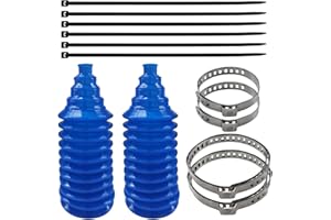 LHDOS 2PCS Universal Silicone Rack and Pinion Tie Rod Boots, Dustproof Steering Rack Boot with Locking C-Clamps and Bellow Cable Ties, Gaiter Pinion Boots Car Steering Gear Ball Cage Kit (Blue)