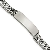 The Black Bow Men's 12mm Stainless Steel Curb Link I.D. Bracelet, 8.5 Inch