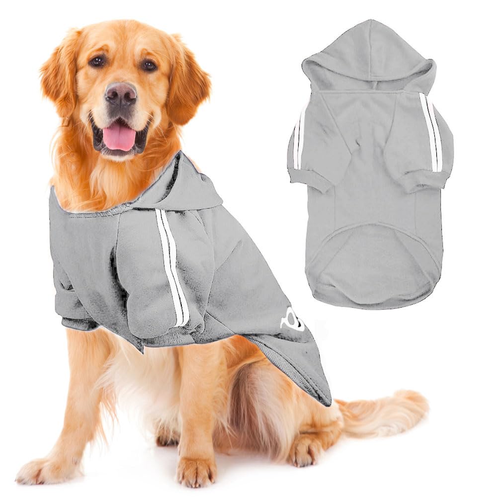 Voarge Dog Warm Hoodies Coat, Winter Clothing, Large Dog, Button Design Dog Hoodie, Dog Jumper Large Dogs, Dog Coat (Grey, 6XL)