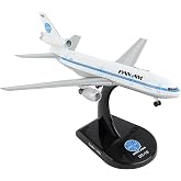 Postage Stamp Pan Am DC-10 Model Airplane &ndash; 1:400 Scale Die-Cast Metal Collectible with Display Stand &ndash; Pan American World Airways Classic Livery &ndash; Detailed Desktop Aircraft Model Ages 14+