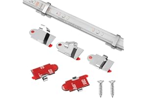Threetwofour 100 Pack Double Fix LED Tape Light Mounting Bracket Self Adhesive LED Strip Clips Use for Width 10-17mm/0.39-0.66in Height<5.0mm/0.19in Silicone Tube Outdoor LED Strip Light with Screws