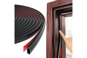 ESUFEIR 49Feet Door Weather Stripping Door Seal Strip,Self-Adhesive Rubber Door Insulation Weather Strip for Window and Door Soundproofing D Shape,Weatherstripping for Door Frame Gap Blocker(Black)