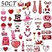 50Ct Valentines Day Photo Booth Props - Heart Love Decorations Wedding Party Decor Favor Supplies (Assembly Needed)