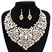 Womens Luxury Rhinestone Crystal Choker Necklace and Earring Set Bride Jewelry Set