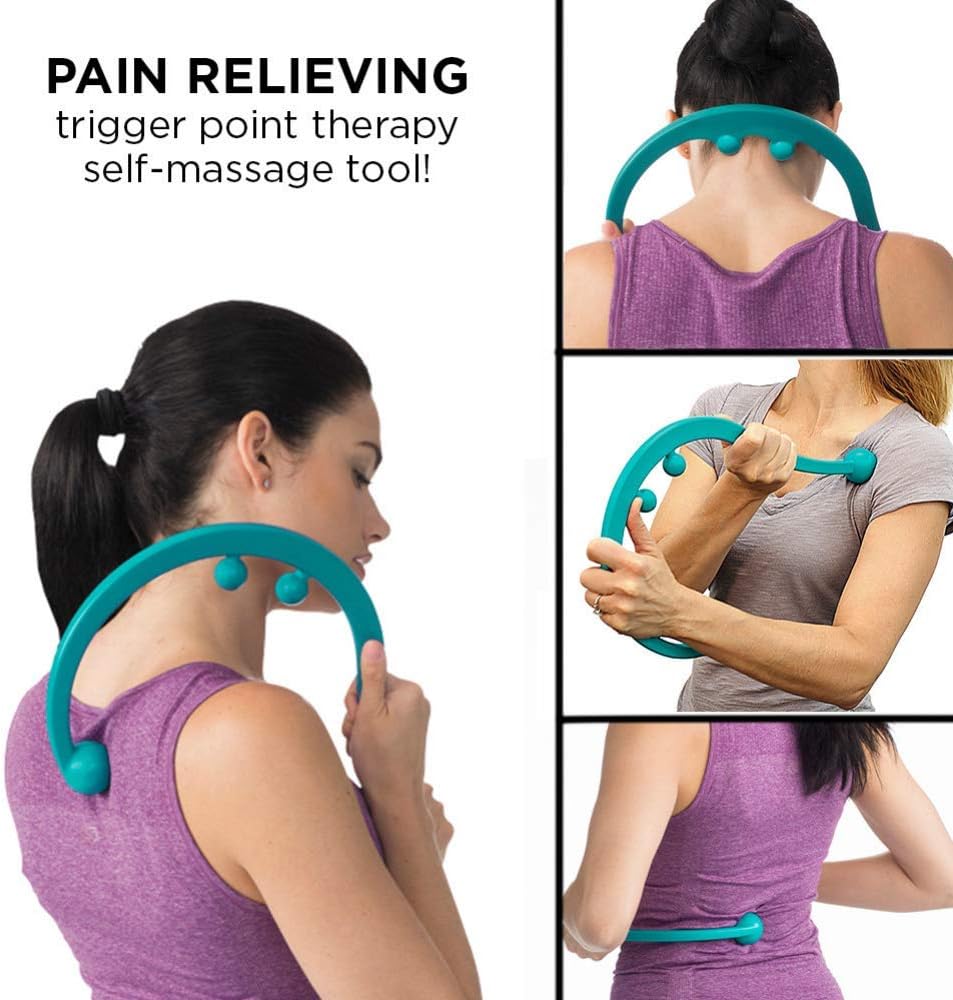 Empower Back and Neck Massager Tool, Trigger Point Self Massage Hook, Myofascial Release, Deep Tissue Massage Hook, Muscle Knots, Teal: Sports & Outdoors
