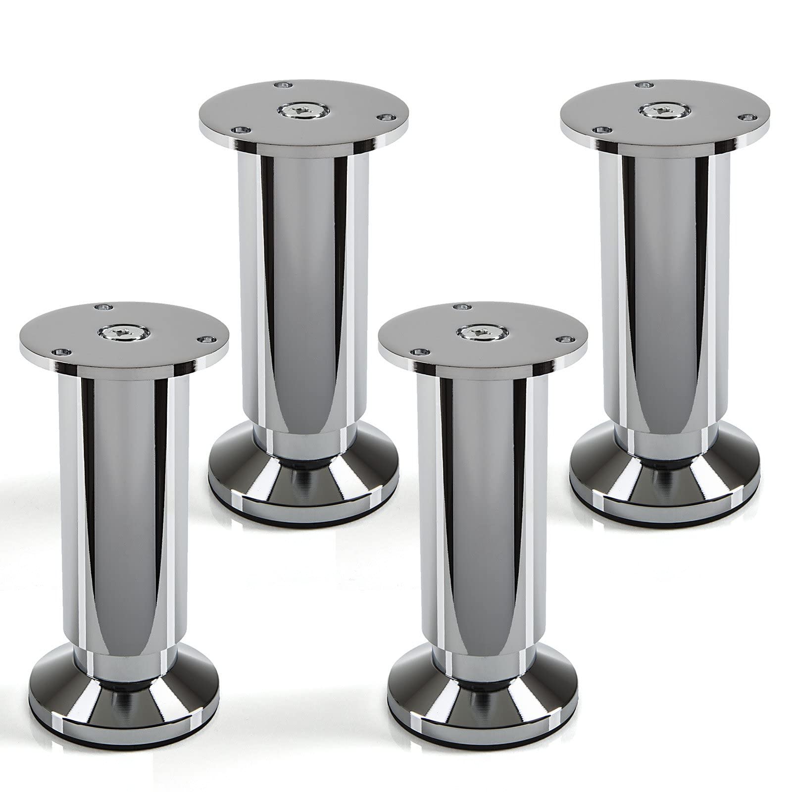 Set of 4 SO-TECH® Furniture Legs "Alpha" Adjustable Height Chrome Polished Loading Capacity up to 250 kg Height 120 mm
