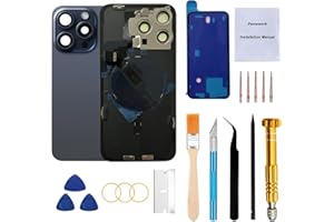 Perzework Rear Back Glass Replacement for iPhone 15 Pro Max 6.7-inches with Reparing Tool Kit and All Necessary Parts (Blue Titanium)