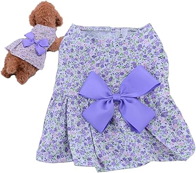 Amazon 犬の服 犬用洋服 ペット服 タンクトップ スカート かわいい おしゃれ メッシュ 涼しい お散歩 綿製 可愛い オシャレ シンプル 通気 新しいファッション 虫除け 日焼き防ぐ 生理期保護 春夏用 犬 小型 中型犬 S パープル Barberce ドレス ワンピース 通販