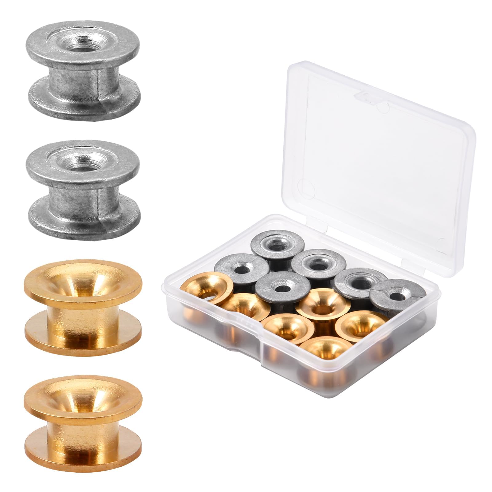 LEONTOOL 12pcs Grass Trimmer Head Eyelets Sleeve Mowing Head Eyelet Sleeve Trimmer Cutter Universal Mower Accessories Lawn Mower Parts for Lawn Garden or Agricultural Uses Golden Silver