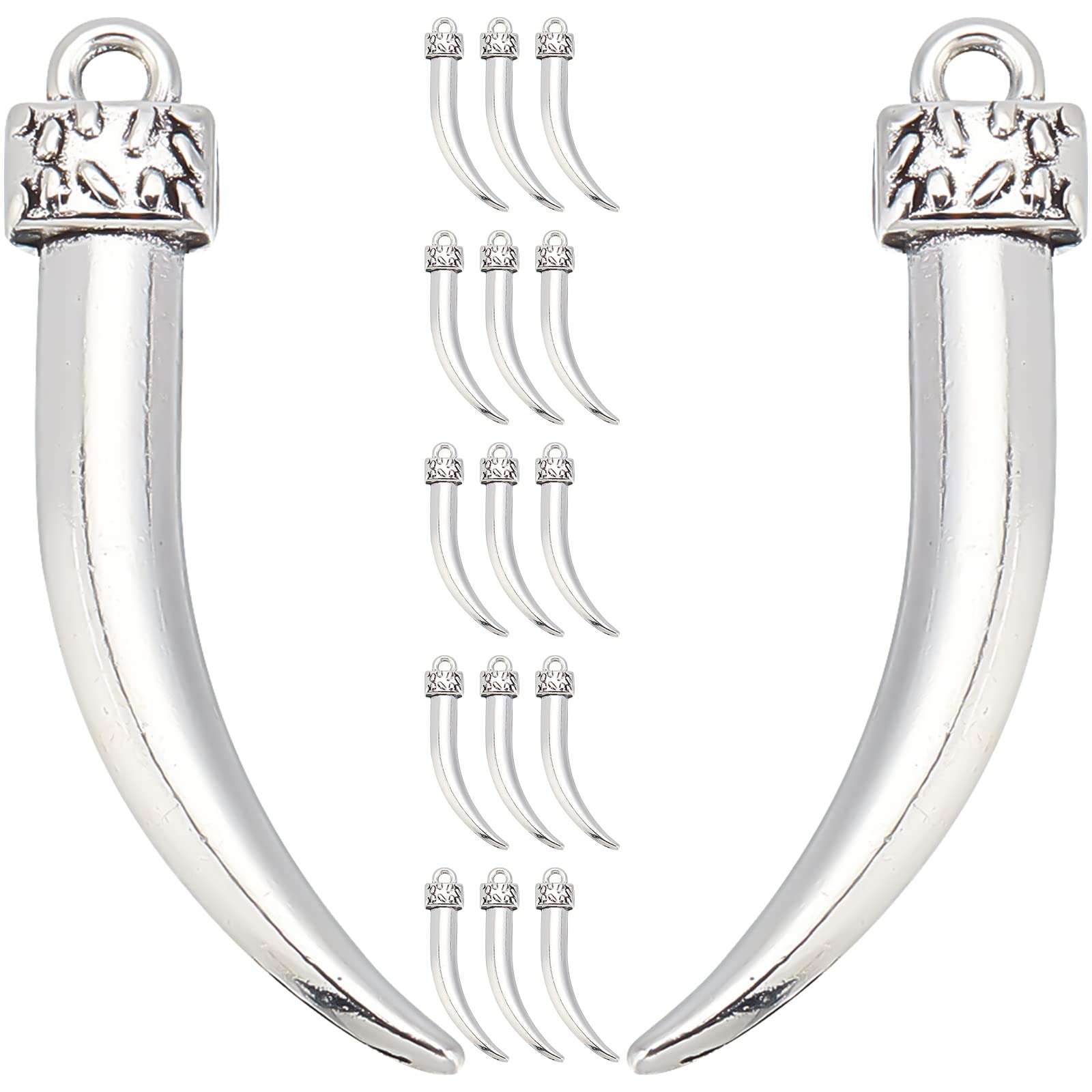 SUNNYCLUE 1 Box 40Pcs Tibetan Style Tusk Alloy Charms Pendants Elephant Tooth Charms Pendants for Bracelet Necklace Earrings Jewellery Making
