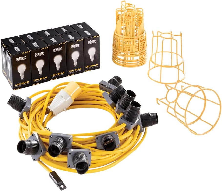 Defender 22m LED ES Festoon Kit 100W 110V E89811 with Guards