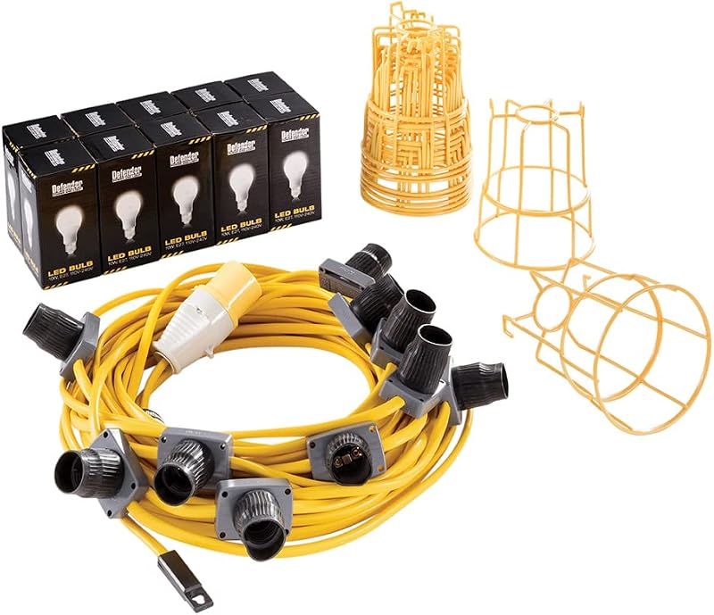 Defender 22m LED ES Festoon Kit 100W 110V E89811 with Guards