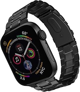 Compatible with Apple Watch Band 38mm 40mm , Solid Stainless Steel metal Wristband Replacement for iWatch Series SE/6/5/4/3/2/1 (Black, 38mm/40mm)