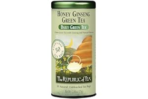 The Republic of Tea - Honey Ginseng Green Tea, 50 Tea Bags, Tin | Flavored Gourmet Tea | Caffeinated