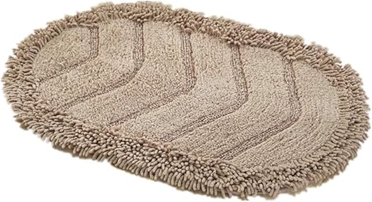 Amazon Com Bathroom Chenille Mat Rug Oval Solid Color Plush Shaggy Carpet With Non Slip Mat For Bath Tub Shower Brown 50 X 80 Cm Kitchen Dining