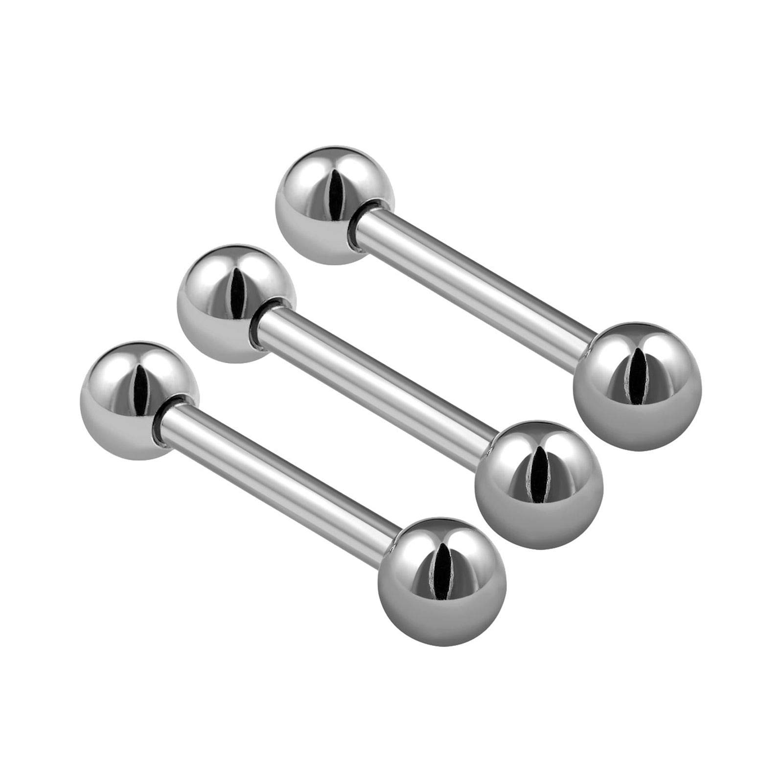 KJM FASHION 3PCS Surgical Steel Barbell Earrings 16 gauge 5/16 8mm 3mm Ball Lobe Conch Cartilage Earrings Eyebrow Piercing Jewellery 0581