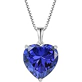 Aprila Women Heart Necklace 925 Sterling Silver 13 * 13mm Birthstone Pendant with Chain 5A Cubic Zirconia Jewelry