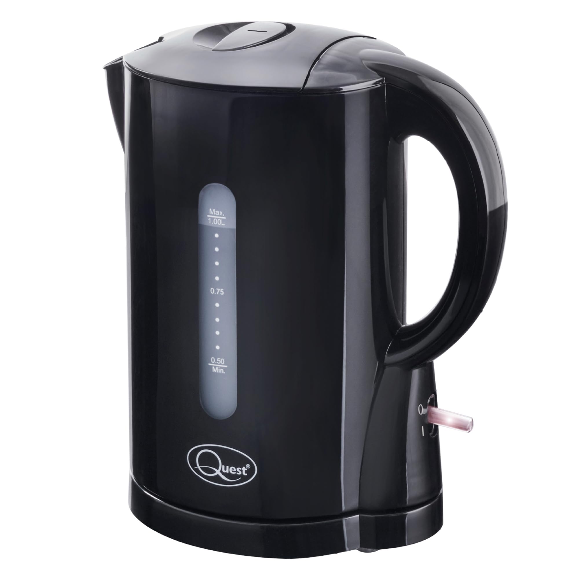Quest 35039 1 Litre Kettle | Compact Design | Spout Filter | Water Level Indicator | BPA Free | Black