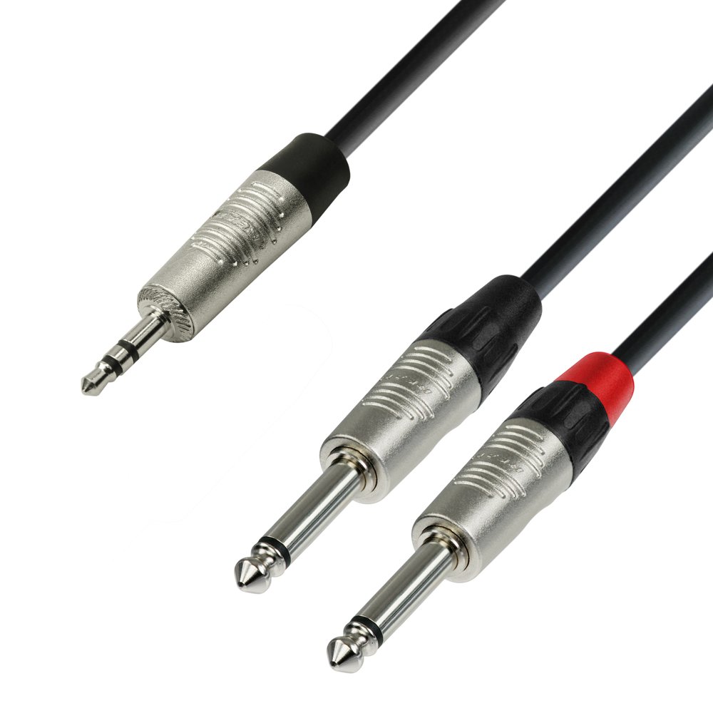 K4 YWPP 0090 Audiokabel REAN 3, 5 mm Klinke stereo auf 2 x 6, 3 mm Klinke mono 0, 9 m