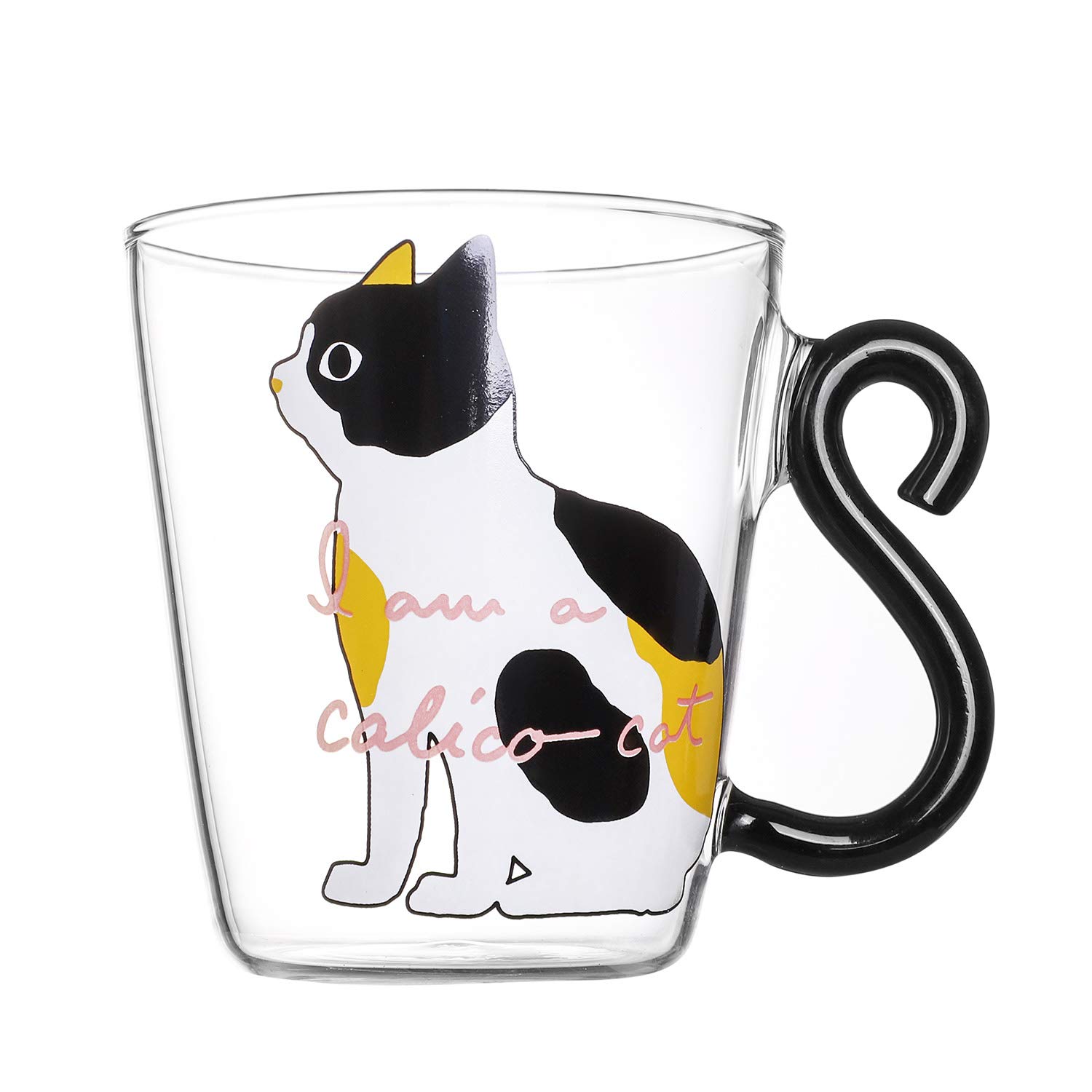JNGUOSICN Cat Glass Cup Cute Cat Tea Cup Animal Shaped Coffee Mugs with Handle 3D Transparent Milk Glass Mug Heat Resistant Cute Mug for Hot Chocolate Beer Drink