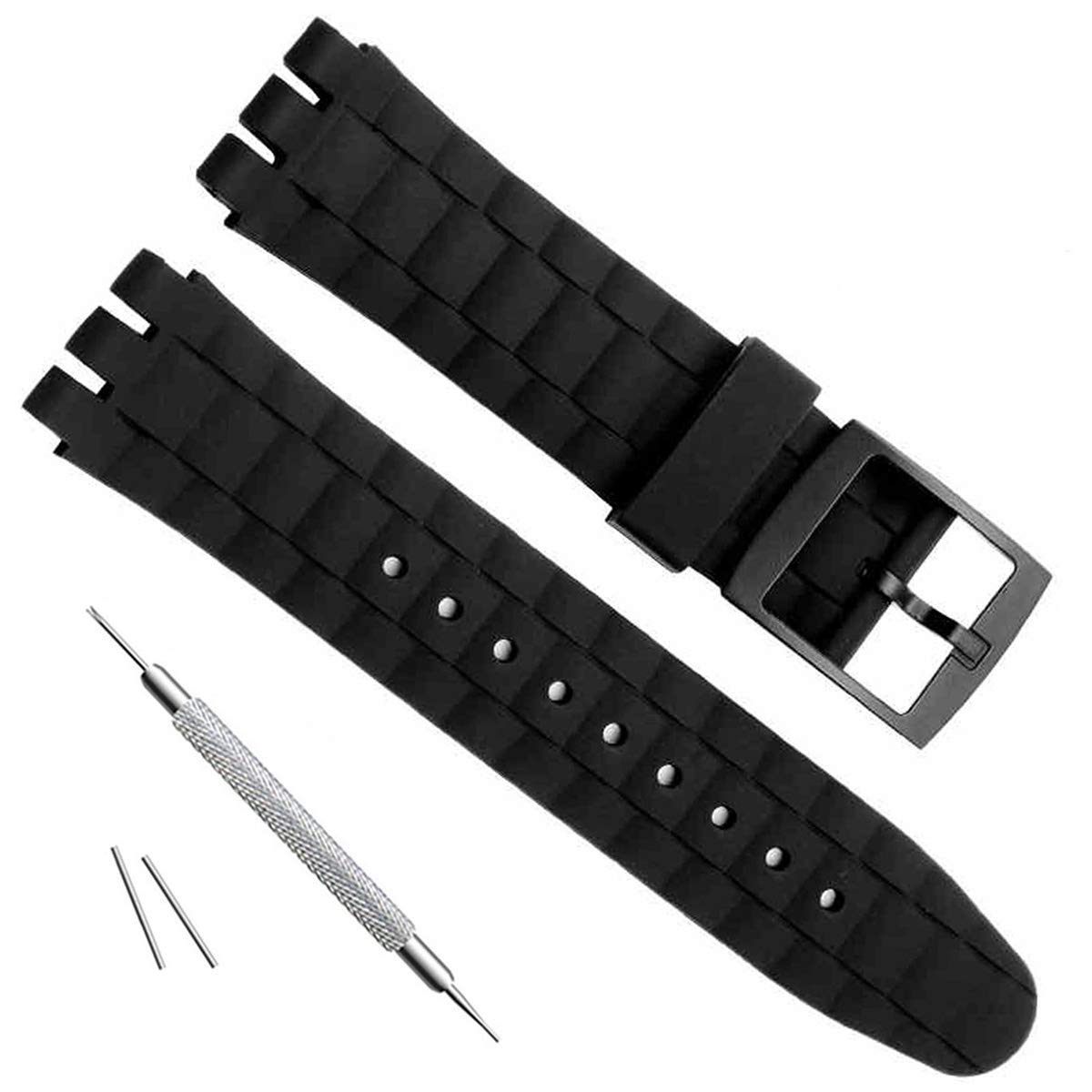 21mm Replacement Waterproof Silicone Rubber Watch Strap Watch Band (Black)