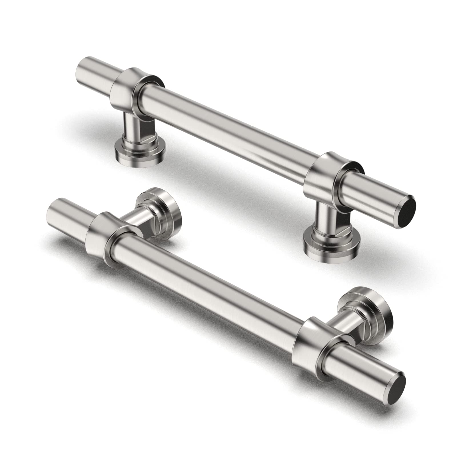 FURNIWARE Pack of 5 Cabinet Handles, Hardware Drawer Pulls Kitchen Cabinet Door Handles Pull for Kitchen Dresser Drawer Bathroom, Brushed Nickel,96mm(3.8 Inch) Hole Center