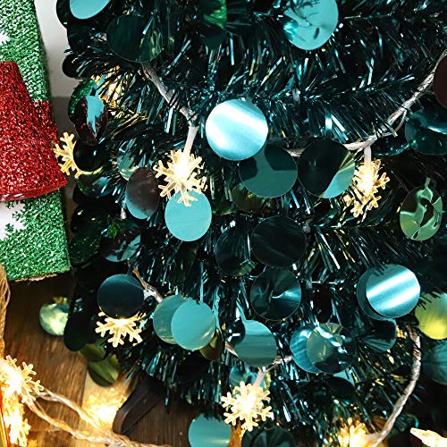 N&T NIETING Christmas Tree, 5ft Collapsible Pop Up Peacock Blue Tinsel