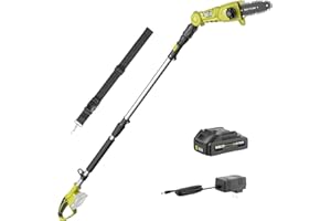 SEYVUM Pole Saw Cordless 8-Inch for Tree Trimming, 15-FT Max Reach, Auto Oiling, Multi-Angle, Telescoping Tool-Less Electric Pole Saw, Tree Trimmer with Battery & Charger