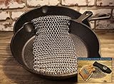 Cast Iron Cleaner Scrubber Chainmail Stainless Steel for Skillets Frying Pan Cookware by Kay Signature Collection