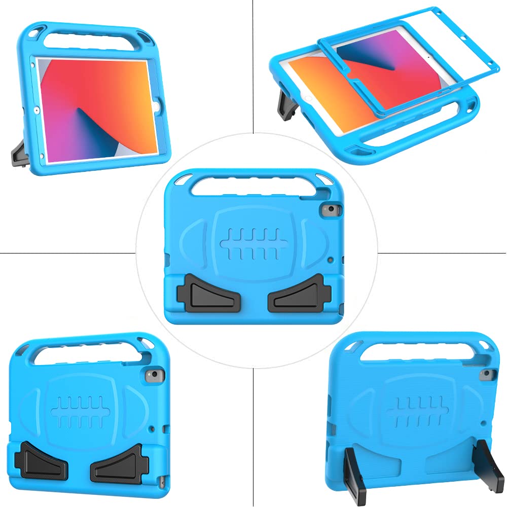 BMOUO Kids Case for iPad 9th/8th/7th Generation (iPad 10.2 Inch, 2021/2020/2019) with Built-in Screen Protector, Durable Shockproof Handle Stand iPad 9th 8th 7th Generation Case for Kids, Blue