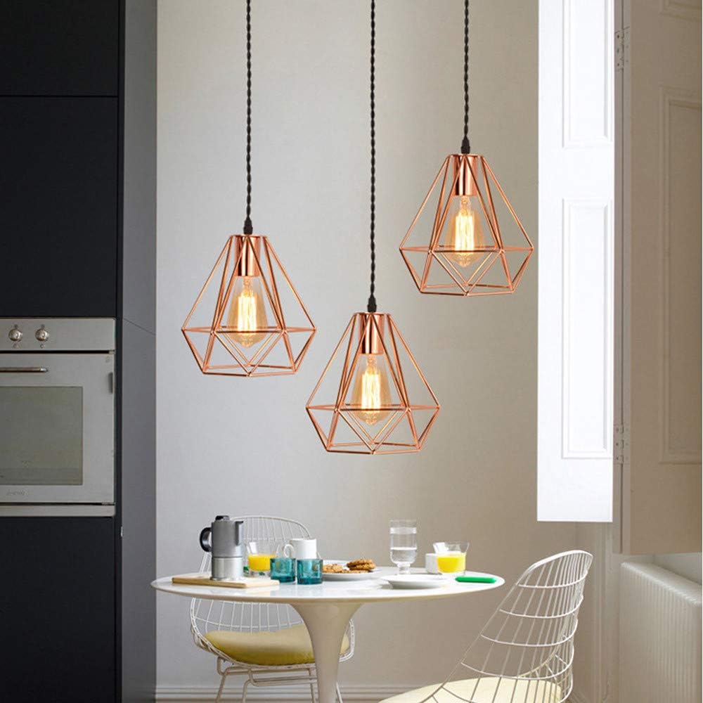 Retro Rose Gold Ceiling Light Wire Basket Metal Basket Pendant Light Shade Lampshade Bedroom Industrial Chandelier Lamp Shade Lights Fittings - Image 5