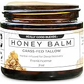 Really Good Blends - Tallow Honey Balm, Made in USA, Organic Body Butter, Grass-Fed Beef Tallow for Skin, Soothing All-Natural Moisturizer | Handmade - 2 oz (Frankincense)