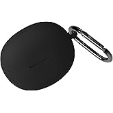 Geiomoo Silicone Case for Baseus Inspire XC1, Soft Flexible Scratch Resistant Protective Cover with Carabiner (Black)