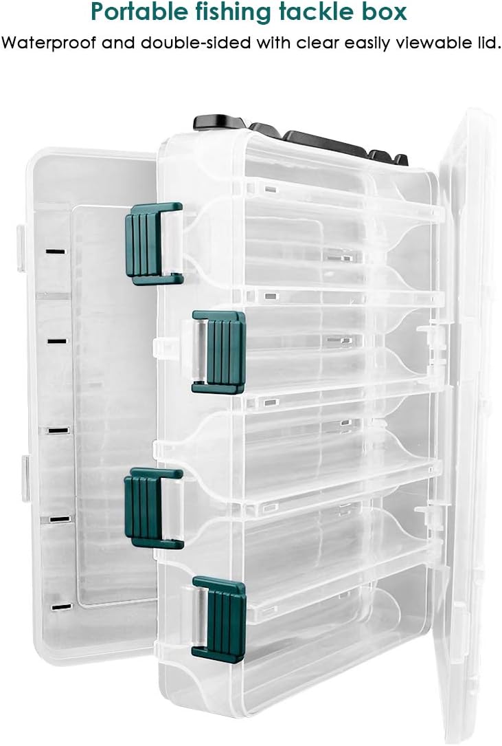 Boîte De Pêche Organisateur 20 Compartiments Double Face - Petit Format Transparent