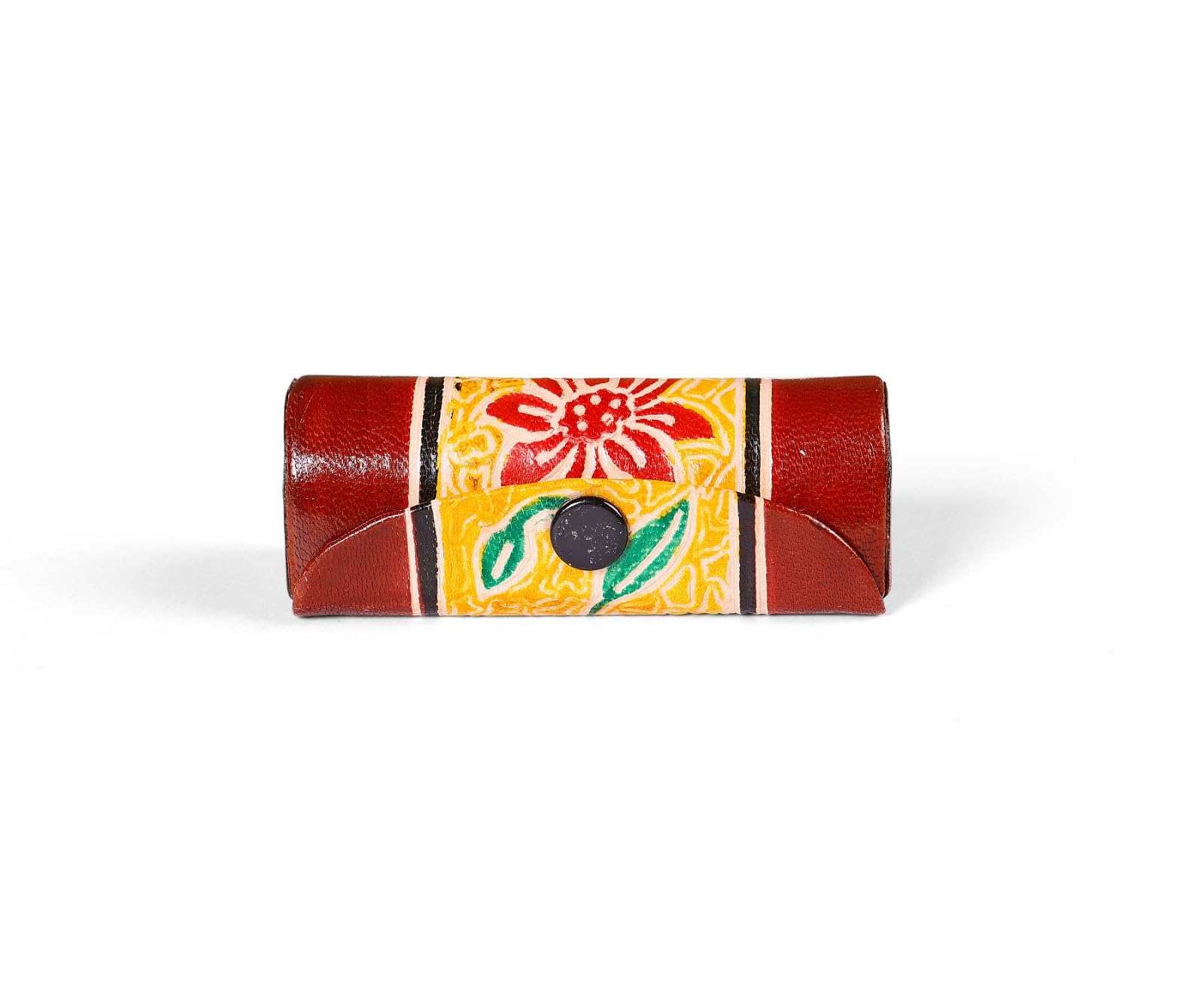Leather Lipstick Case with Mirror Traditional Vintage Floral Print Box Jewellery Organiser Makeup Lip Balm Carry Case Travel Durable Women Girls Gift (Pack of 1)