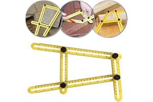 Generic 1pc Universal Angle Template Tool, Multi Angle Ruler, Yellow Plastic, Single Piece Construction, 12in