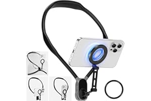 Yolycen Neck Phone Holder for Recording, Neck Tripod for iPhone, Magnetic Neck Chest Mount, Hands-Free POV Cell Phone Necklace Holder for iPhone 15 14 13 12 Series and All Android Phones