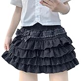 OATSBAS Elastic Waist Lolita Cake Mini Skirts for Women Girls High Waist Pleated Skirt Y2K Layered Skirt