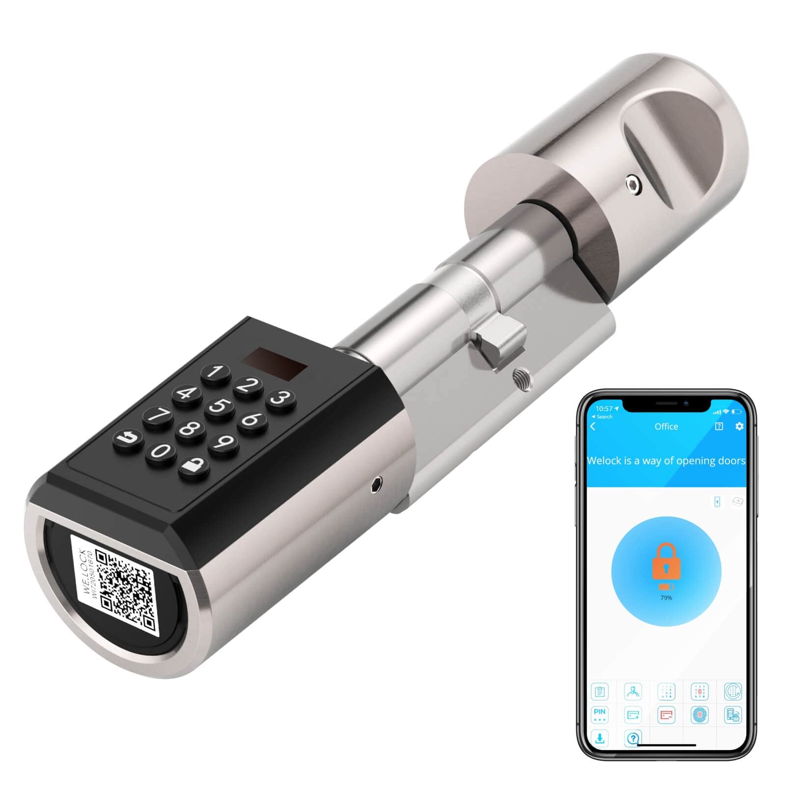 WELOCK PBL41 IP64 Code Passcode App Lock Suitable for 50-100mm Door Thickness DIY Easy Assembly EU Profile Standard Electronic Door Lock Cylinder