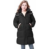 Wiepux Girls Winter Down Coat Warm Long Puffer Jacket with Hood 6-13Years Over-the-Knee Parka Windproof Outerwear
