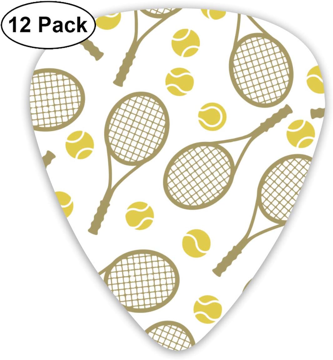 Classic Semi-Round Guitar Pick for Acoustic Guitar Banjo Or Ukulele, Music Lovers - Tennis Rackets Balls Guitar Plectrums (0.46mm/0.71mm/0.96mm, 12 Pack)