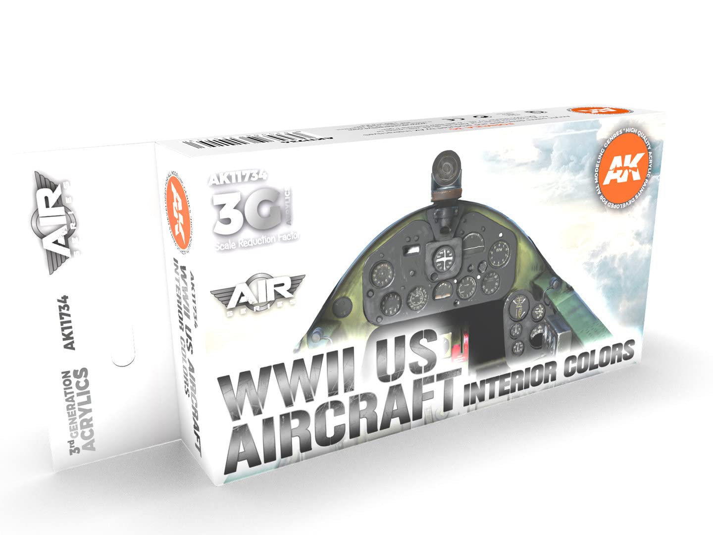 AK Acrylics 3Gen Aircraft Set AK11734 WWII US Aircraft Interior Colors Set 3G (6x17ml)