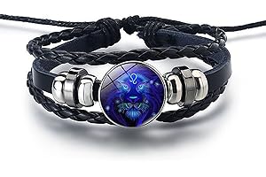 LRIOEHNY Spirit Bracelets Zodiac, Serene Manifestation Bracelet, Zodiac Bracelet, Zodiac Guardian Bracelet, 12 Zodiac Leather Adjustable Bracelet, Gift for Constellation Lover.